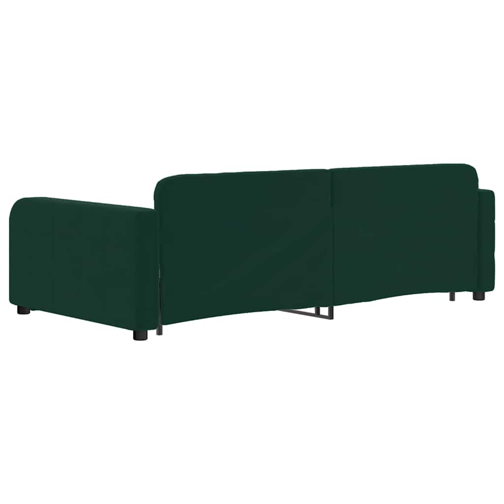 vidaXL Sofa rozsuwana z szufladami, ciemnozielona, 100x200 cm, aksamit
