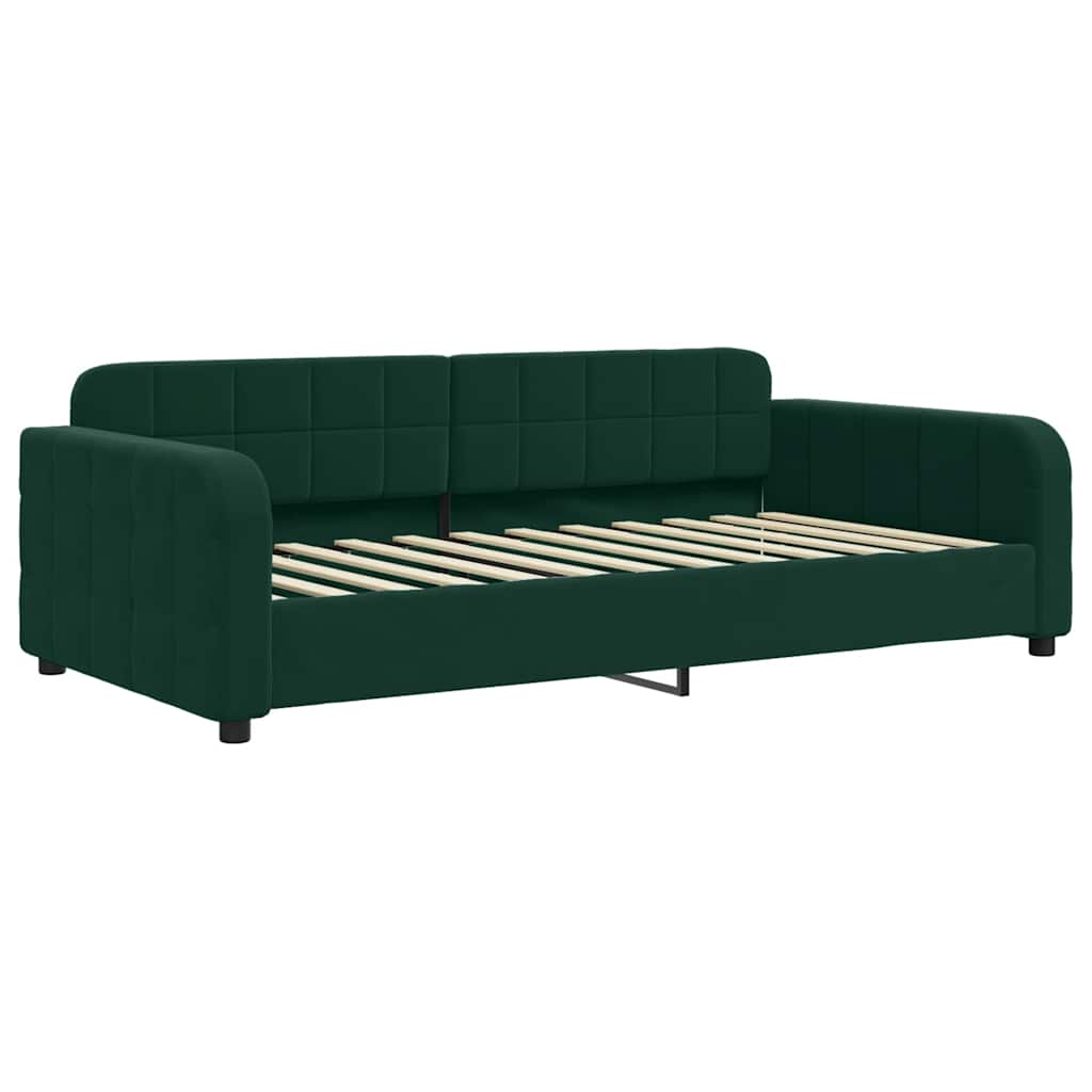 vidaXL Sofa rozsuwana z szufladami, ciemnozielona, 100x200 cm, aksamit