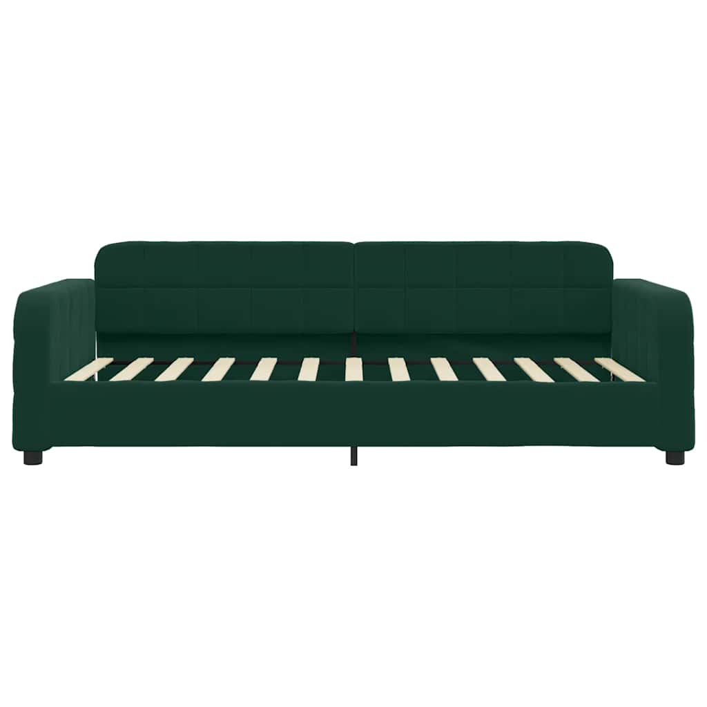 vidaXL Sofa rozsuwana z szufladami, ciemnozielona, 100x200 cm, aksamit