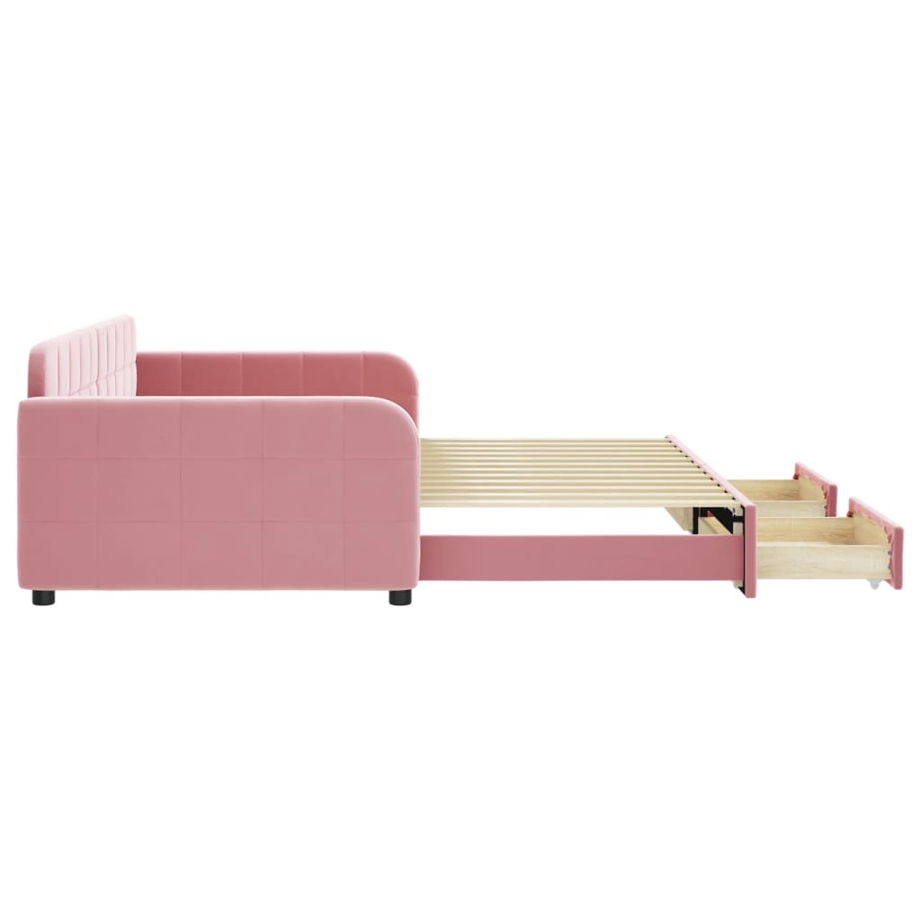 vidaXL Sofa rozsuwana z szufladami, różowa, 100x200 cm, aksamit