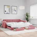 vidaXL Sofa rozsuwana z szufladami, różowa, 100x200 cm, aksamit