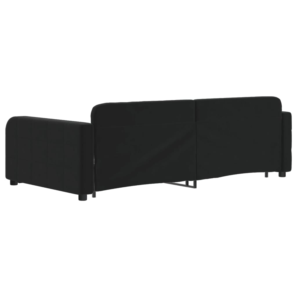 vidaXL Sofa rozsuwana z szufladami, czarna, 100x200 cm, aksamit