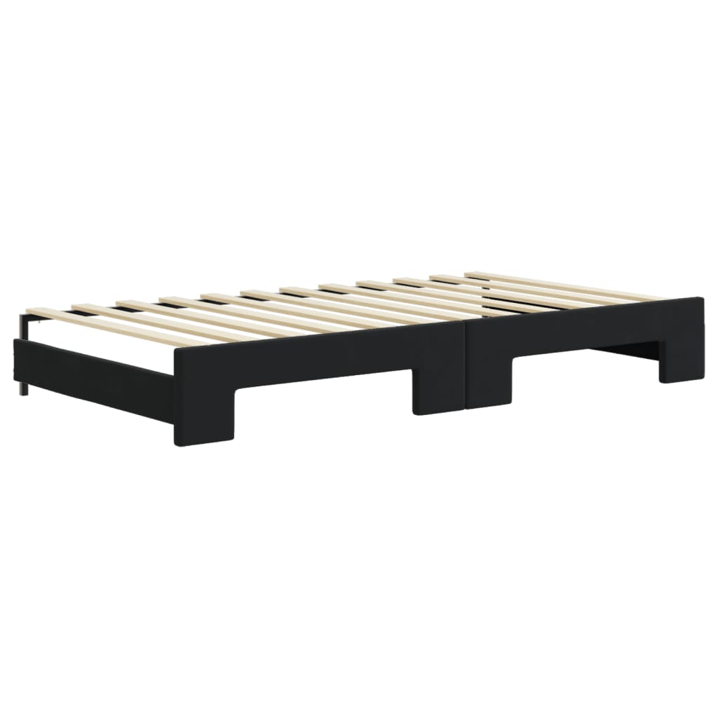vidaXL Sofa rozsuwana z szufladami, czarna, 100x200 cm, aksamit