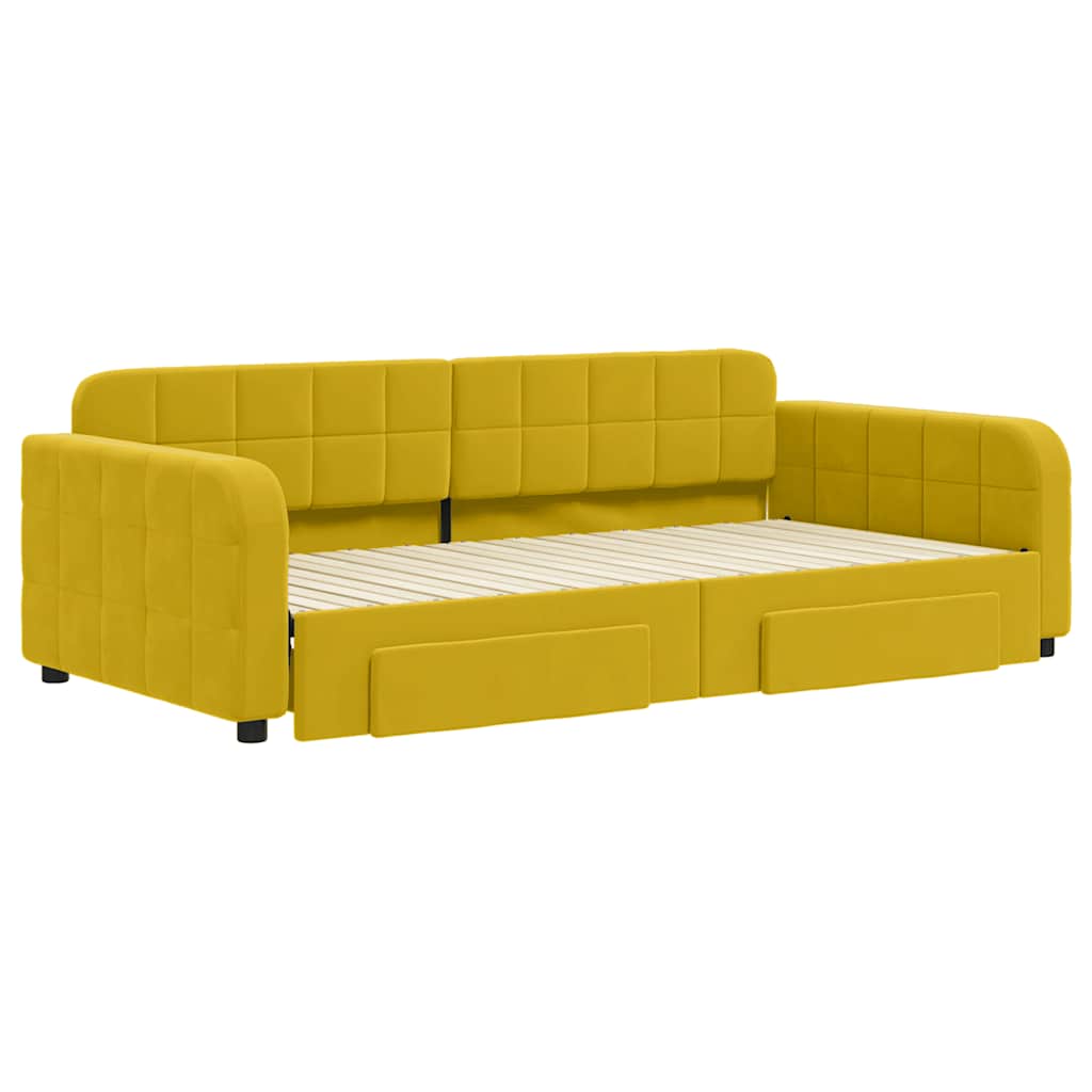 vidaXL Sofa rozsuwana z szufladami, żółta, 100x200 cm, aksamit