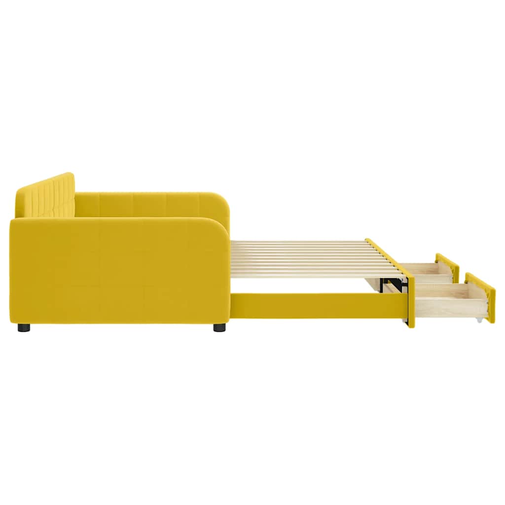 vidaXL Sofa rozsuwana z szufladami, żółta, 100x200 cm, aksamit