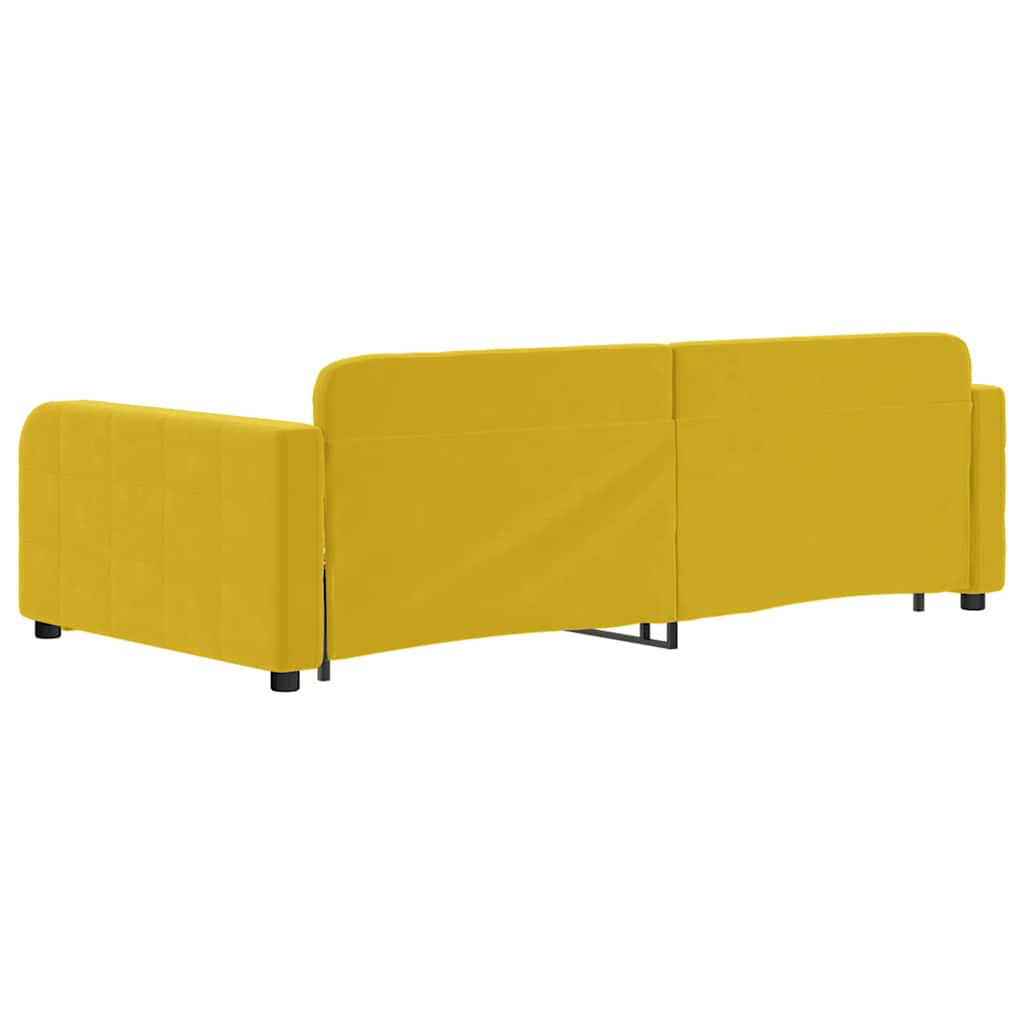 vidaXL Sofa rozsuwana z szufladami, żółta, 100x200 cm, aksamit