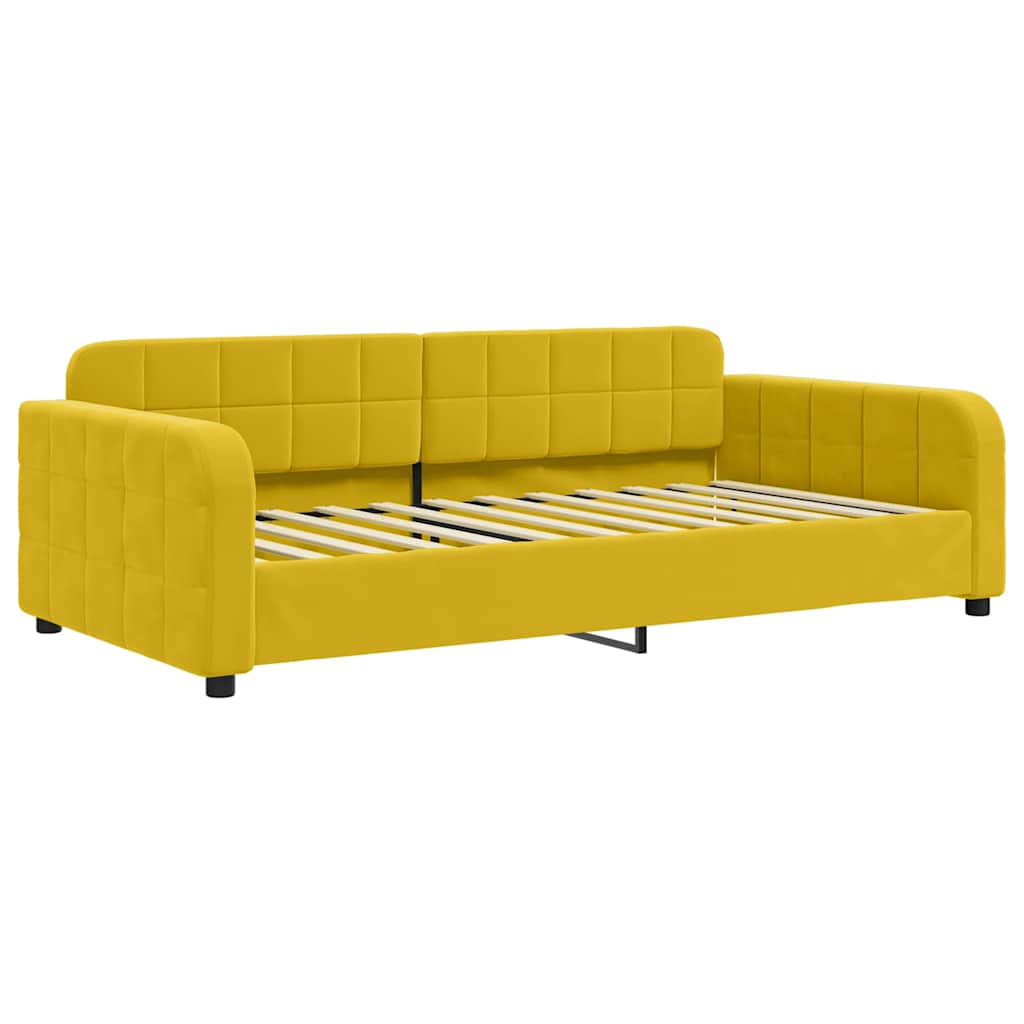vidaXL Sofa rozsuwana z szufladami, żółta, 100x200 cm, aksamit