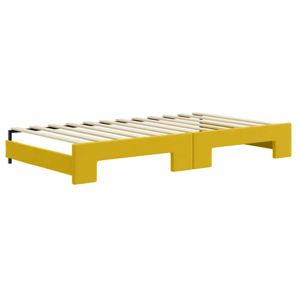 vidaXL Sofa rozsuwana z szufladami, żółta, 100x200 cm, aksamit