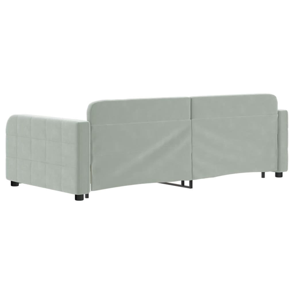 vidaXL Sofa rozsuwana z szufladami, jasnoszara, 90x190 cm, aksamit