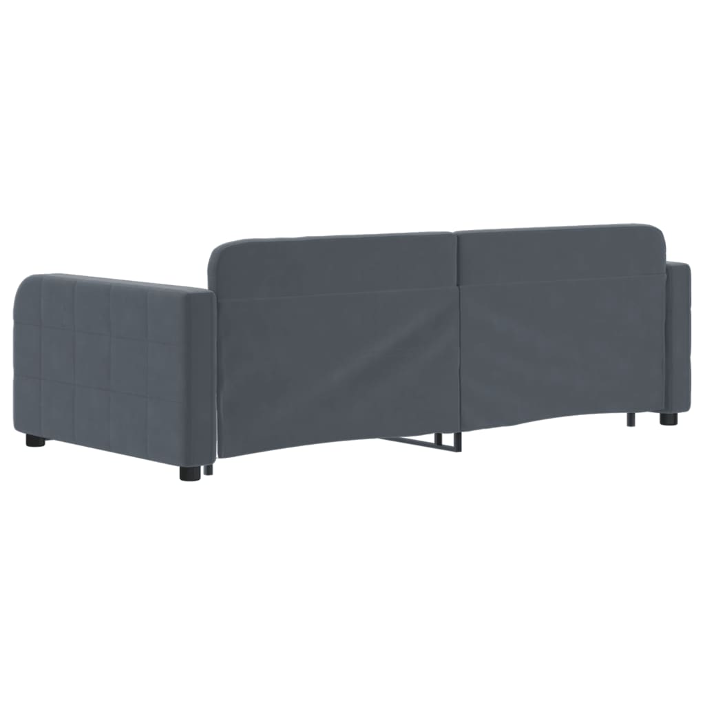 vidaXL Sofa rozsuwana z szufladami, ciemnoszara, 90x190 cm, aksamit