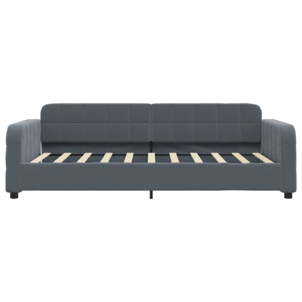 vidaXL Sofa rozsuwana z szufladami, ciemnoszara, 90x190 cm, aksamit