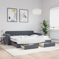 vidaXL Sofa rozsuwana z szufladami, ciemnoszara, 90x190 cm, aksamit