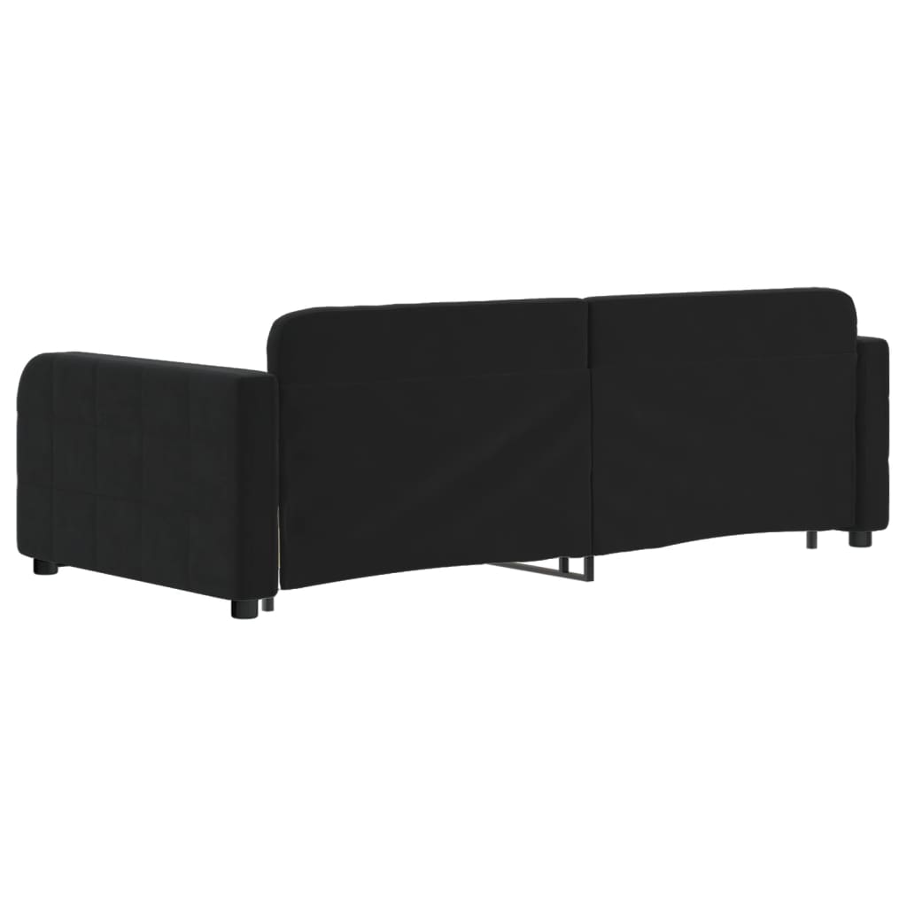 vidaXL Sofa rozsuwana z szufladami, czarna, 90x190 cm, aksamit