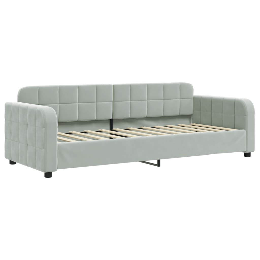 vidaXL Sofa rozsuwana z szufladami, jasnoszara, 80x200 cm, aksamit