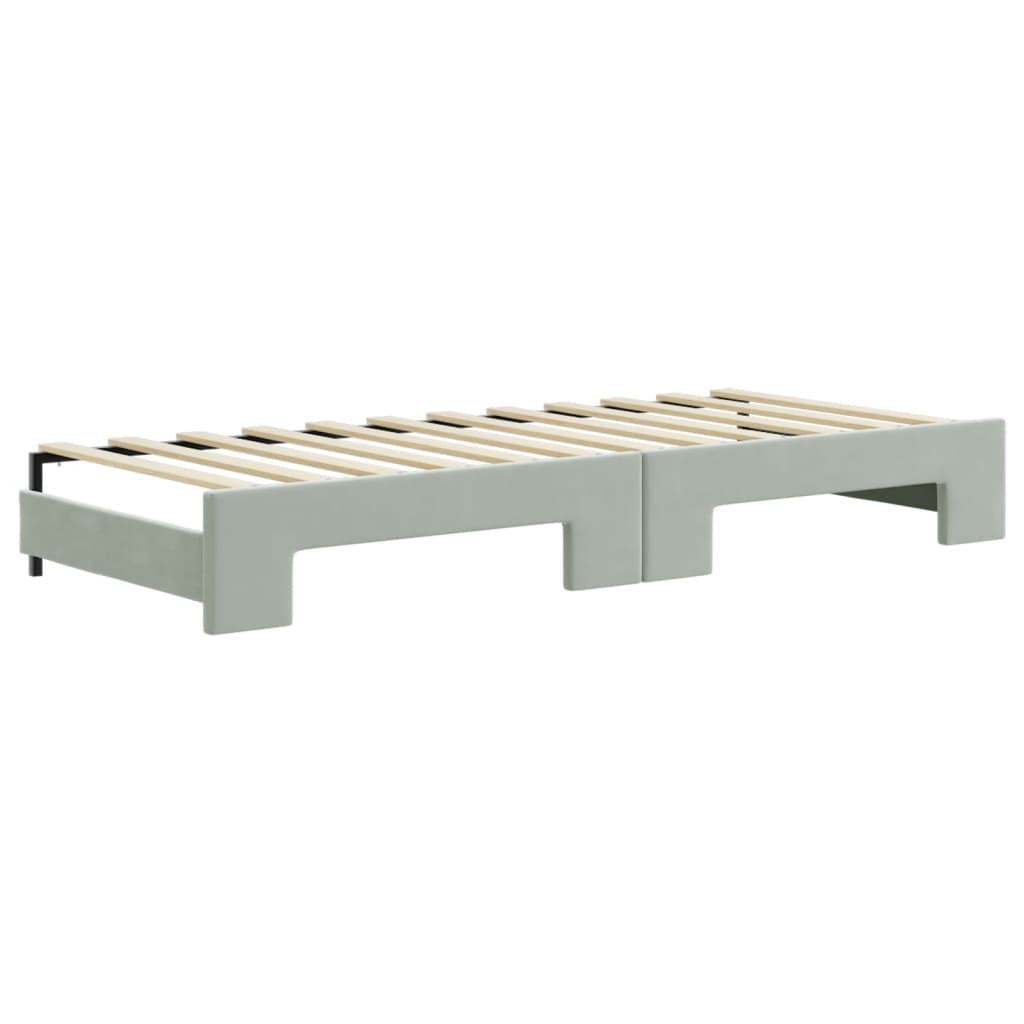 vidaXL Sofa rozsuwana z szufladami, jasnoszara, 80x200 cm, aksamit