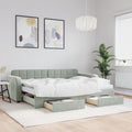 vidaXL Sofa rozsuwana z szufladami, jasnoszara, 80x200 cm, aksamit
