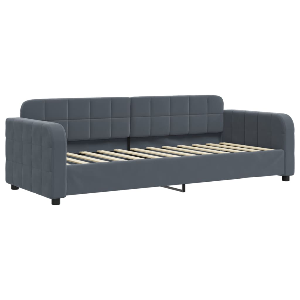 vidaXL Sofa rozsuwana z szufladami, ciemnoszara, 80x200 cm, aksamit