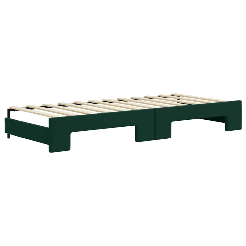 vidaXL Sofa rozsuwana z szufladami, ciemnozielona, 80x200 cm, aksamit
