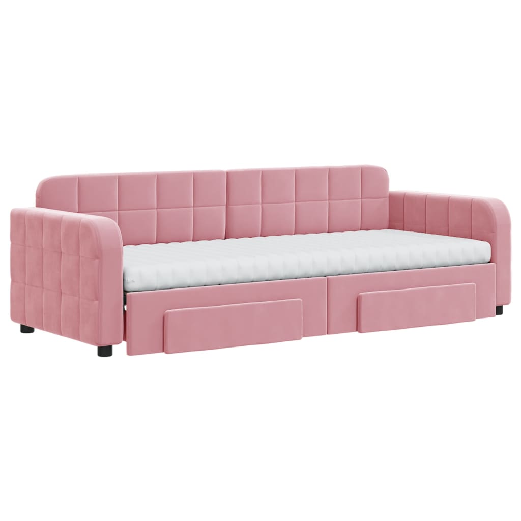 vidaXL Sofa rozsuwana z szufladami, różowa, 80x200 cm, aksamit