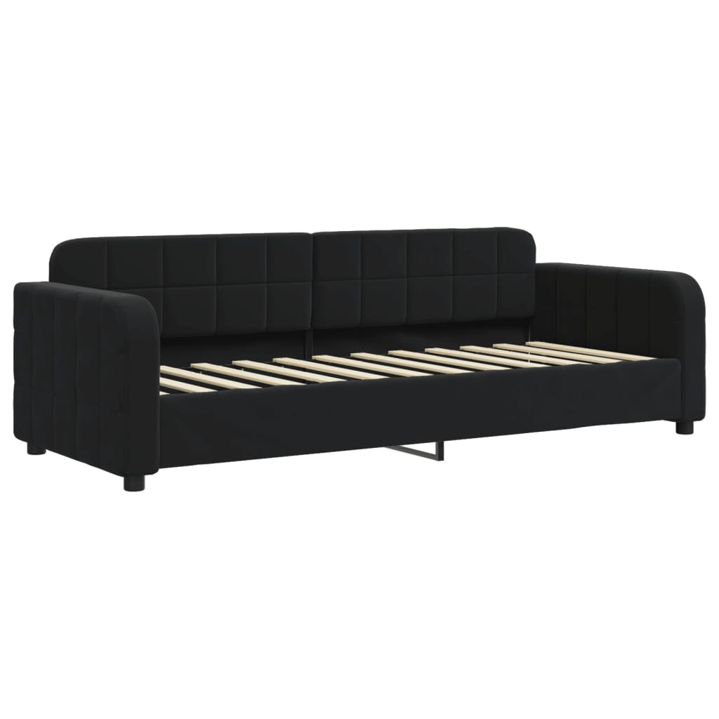 vidaXL Sofa rozsuwana z szufladami, czarna, 80x200 cm, aksamit