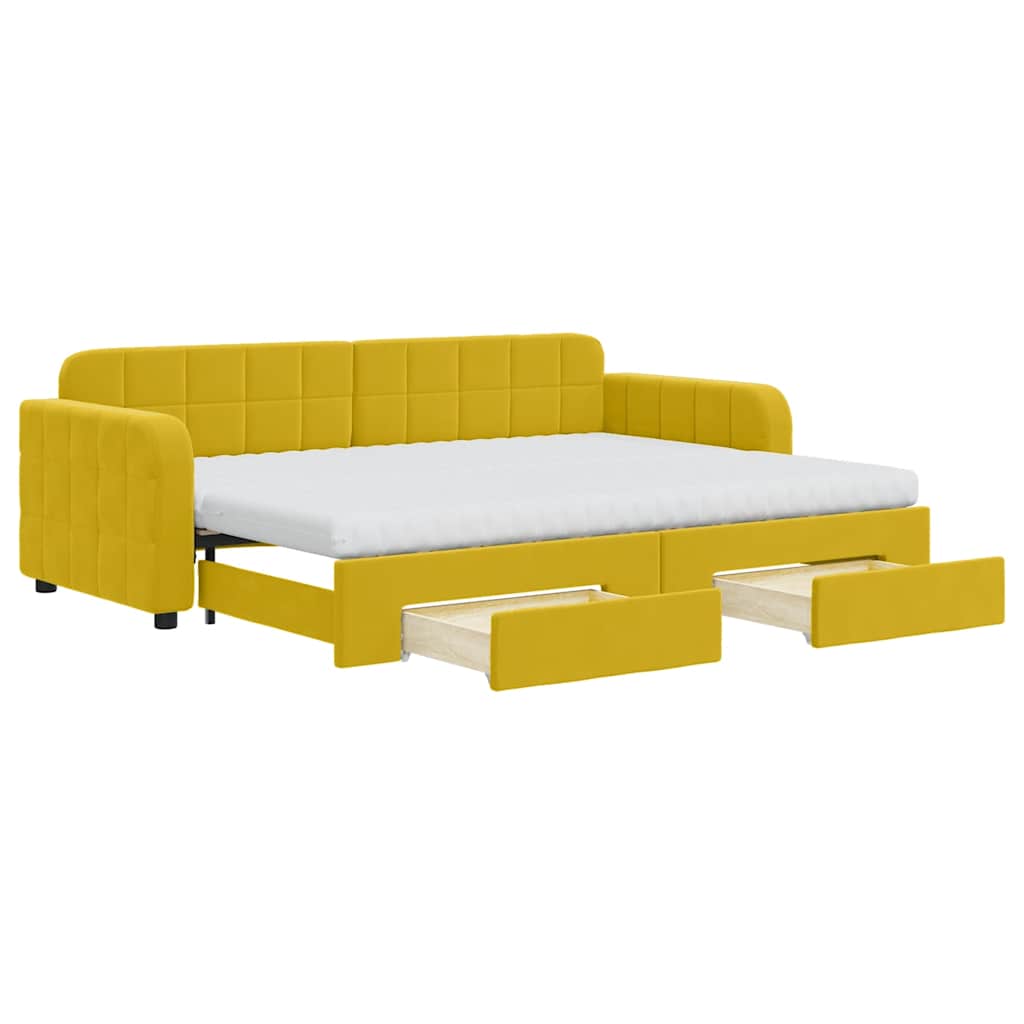vidaXL Sofa rozsuwana z szufladami, żółta, 80x200 cm, aksamit