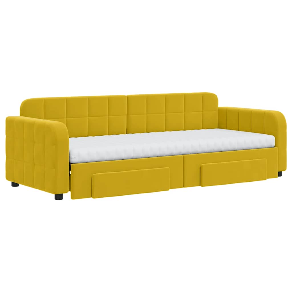vidaXL Sofa rozsuwana z szufladami, żółta, 80x200 cm, aksamit