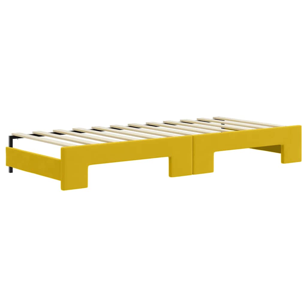 vidaXL Sofa rozsuwana z szufladami, żółta, 80x200 cm, aksamit