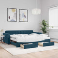 vidaXL Sofa rozsuwana z szufladami, niebieska, 90x200 cm, aksamit