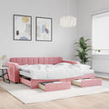 vidaXL Sofa rozsuwana z szufladami, różowa, 90x200 cm, aksamit