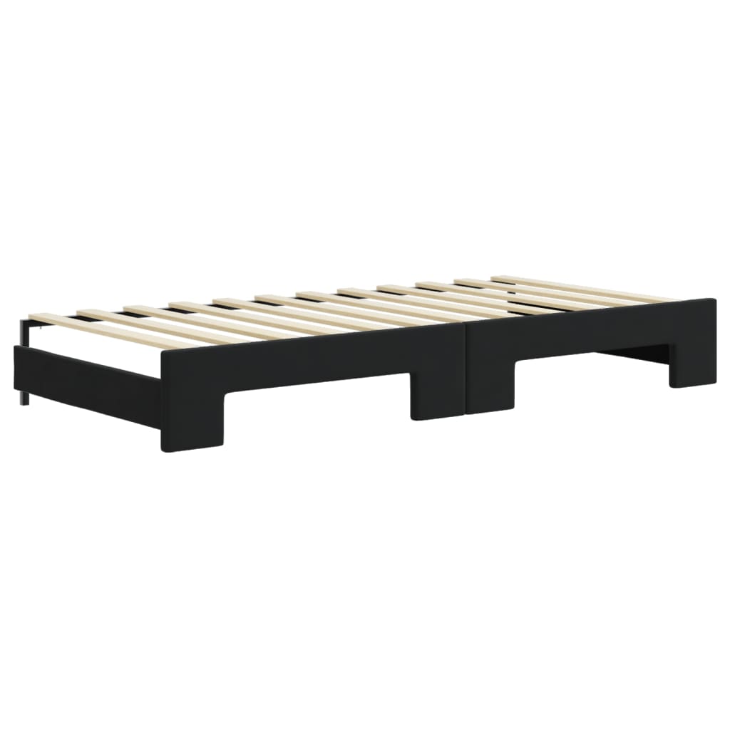 vidaXL Sofa rozsuwana z szufladami, czarna, 90x200 cm, aksamit