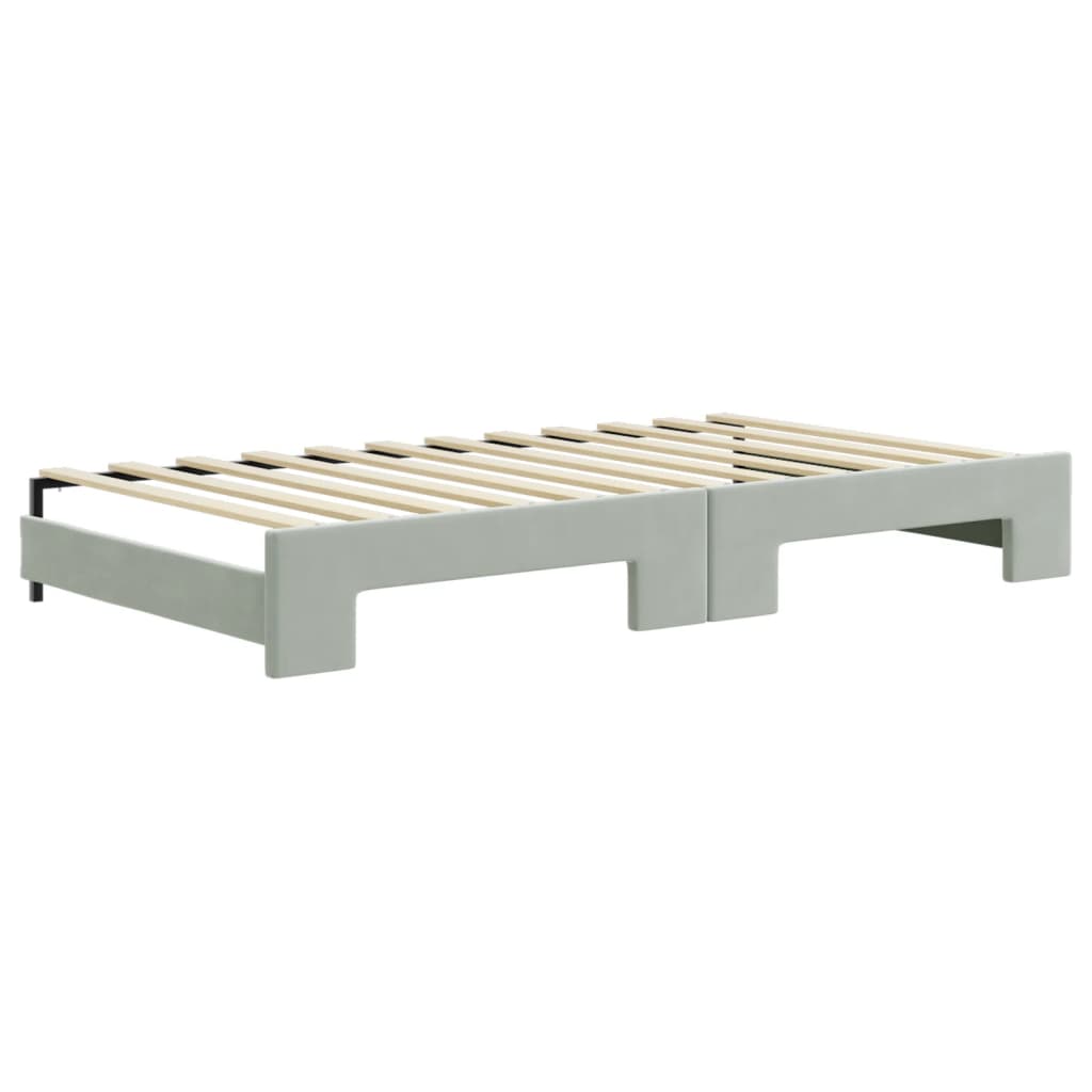 vidaXL Sofa rozsuwana z szufladami, jasnoszara, 100x200 cm, aksamit