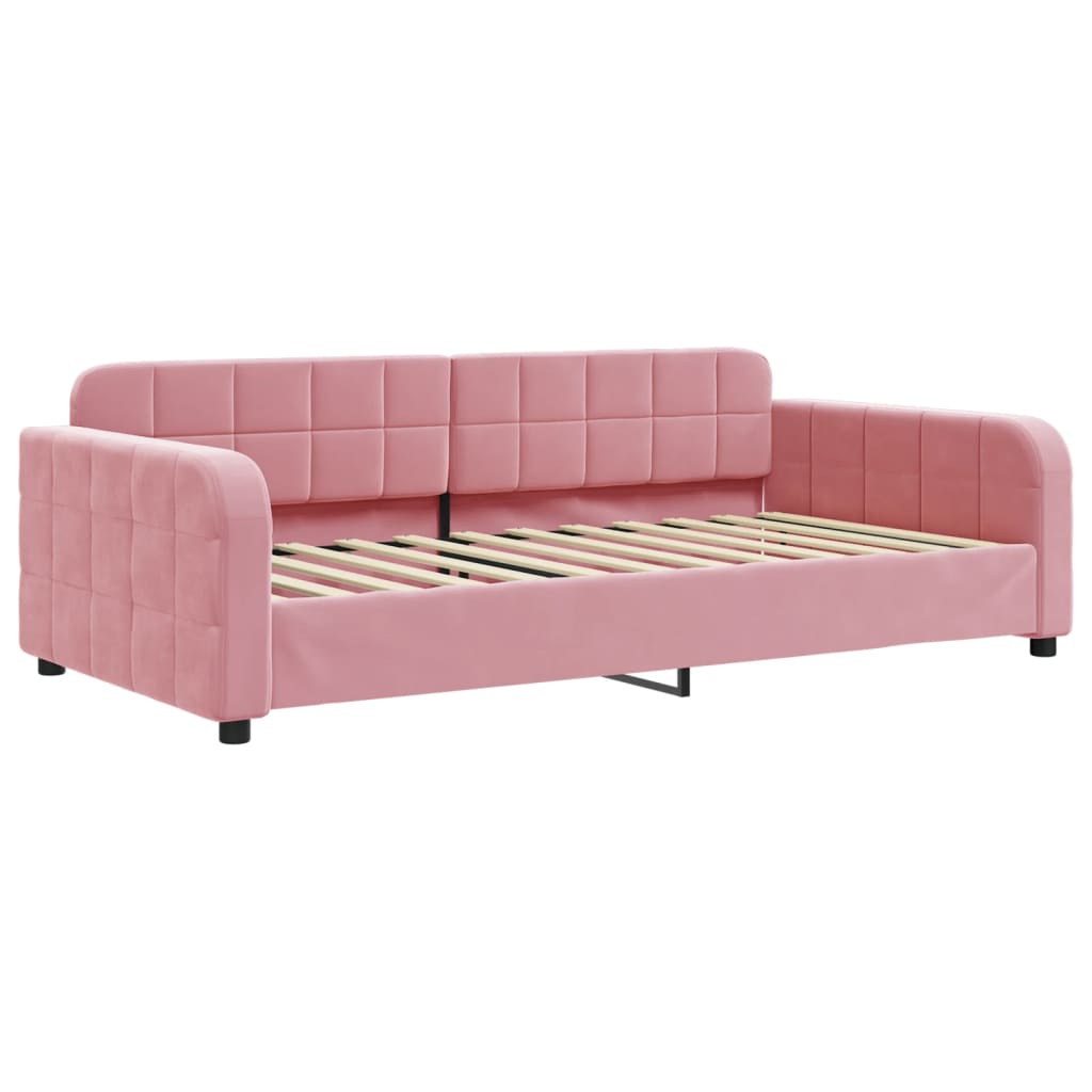vidaXL Sofa rozsuwana z szufladami, różowa, 100x200 cm, aksamit
