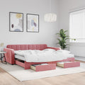 vidaXL Sofa rozsuwana z szufladami, różowa, 100x200 cm, aksamit