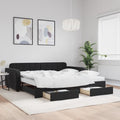 vidaXL Sofa rozsuwana z szufladami, czarna, 100x200 cm, aksamit