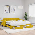 vidaXL Sofa rozsuwana z szufladami, żółta, 100x200 cm, aksamit