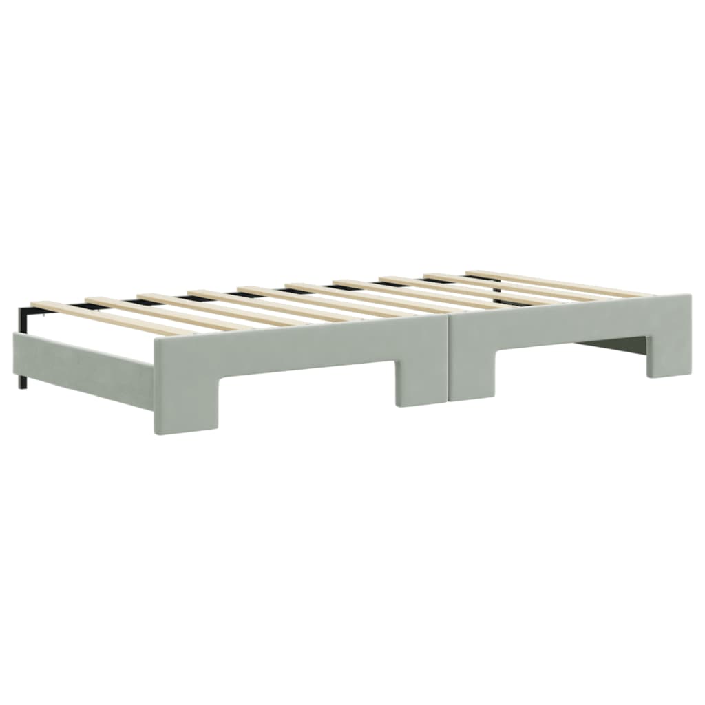 vidaXL Sofa rozsuwana z szufladami, jasnoszara, 90x190 cm, aksamit