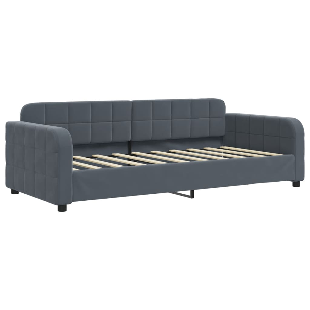 vidaXL Sofa rozsuwana z szufladami, ciemnoszara, 90x190 cm, aksamit