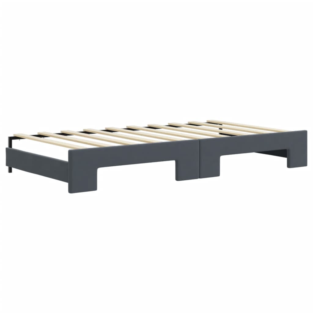 vidaXL Sofa rozsuwana z szufladami, ciemnoszara, 90x190 cm, aksamit