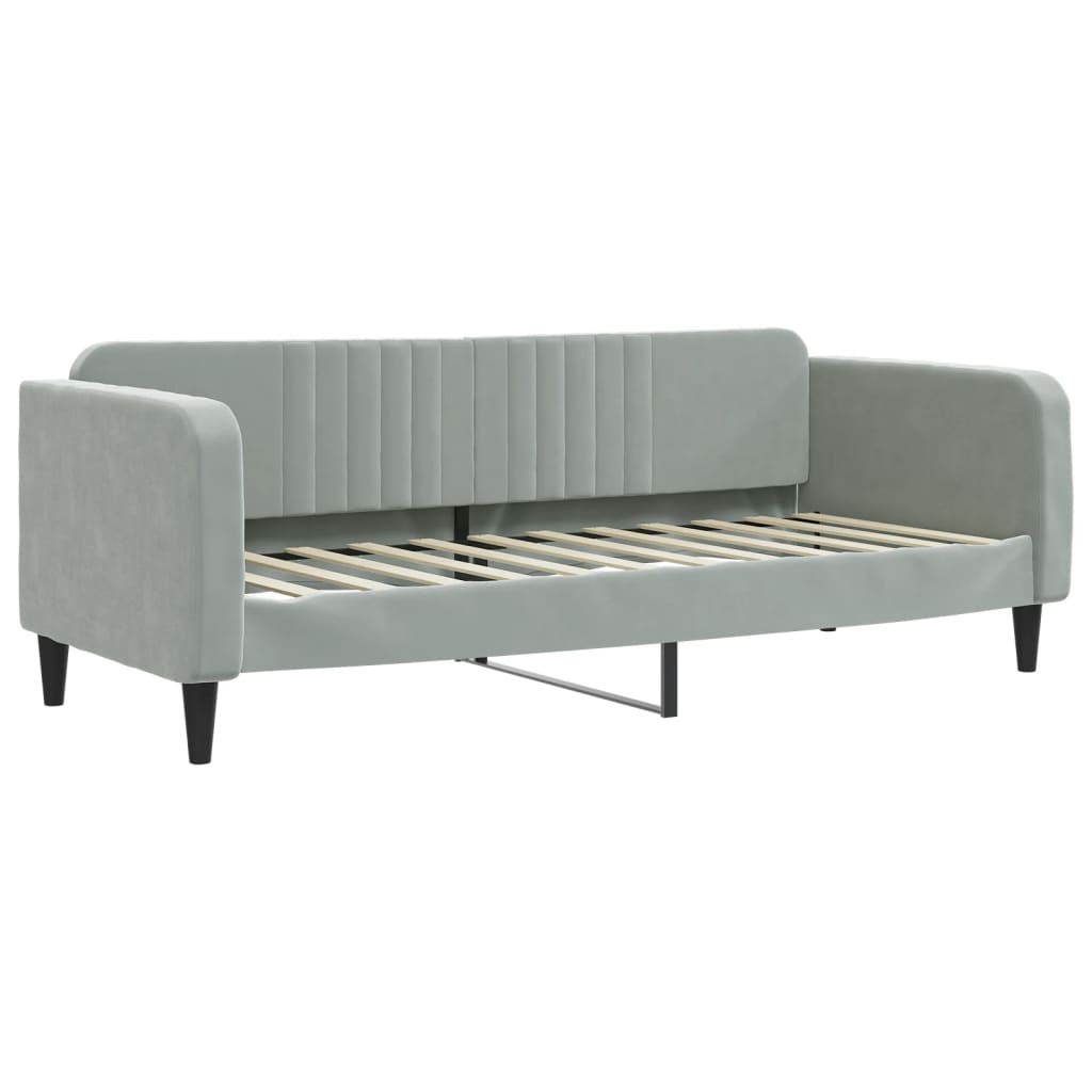 vidaXL Sofa z materacem do spania, jasnoszara, 80x200 cm, aksamit
