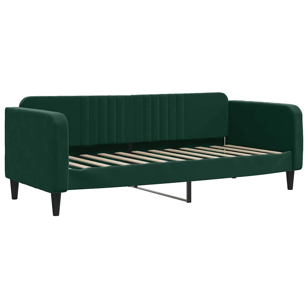 vidaXL Sofa z materacem do spania, ciemnozielona, 80x200 cm, aksamit