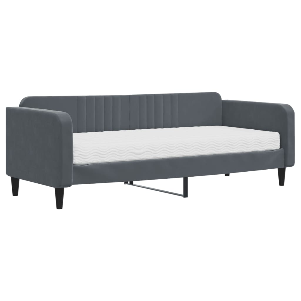 vidaXL Sofa z materacem do spania, ciemnoszara, 90x200 cm, aksamit