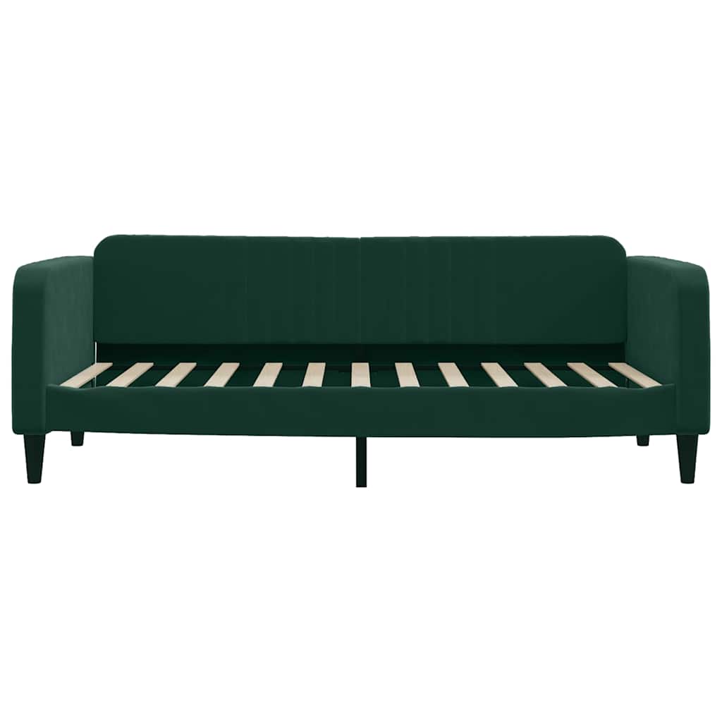 vidaXL Sofa z materacem do spania, ciemnozielona, 90x200 cm, aksamit