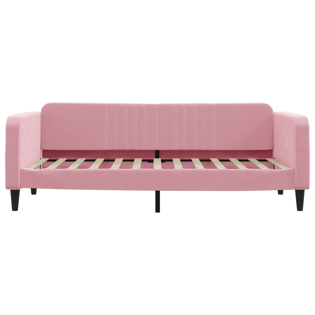 vidaXL Sofa z materacem do spania, różowa, 90x200 cm, aksamit