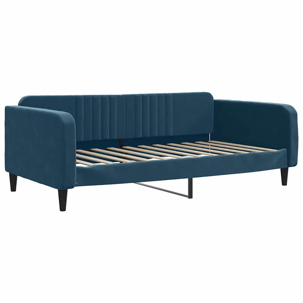 vidaXL Sofa z materacem do spania, niebieska, 100x200 cm, aksamit
