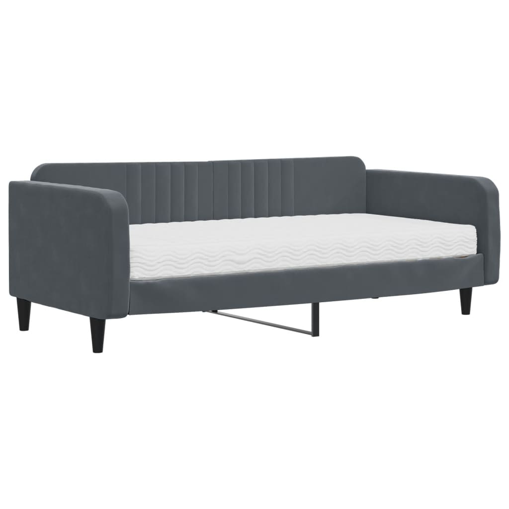 vidaXL Sofa z materacem do spania, ciemnoszara, 100x200 cm, aksamit