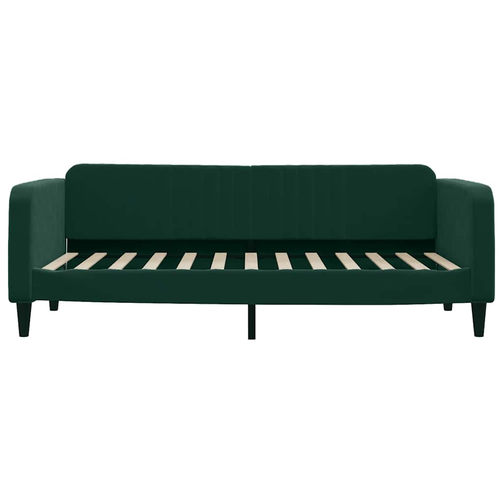 vidaXL Sofa z materacem do spania, ciemnozielona, 100x200 cm, aksamit