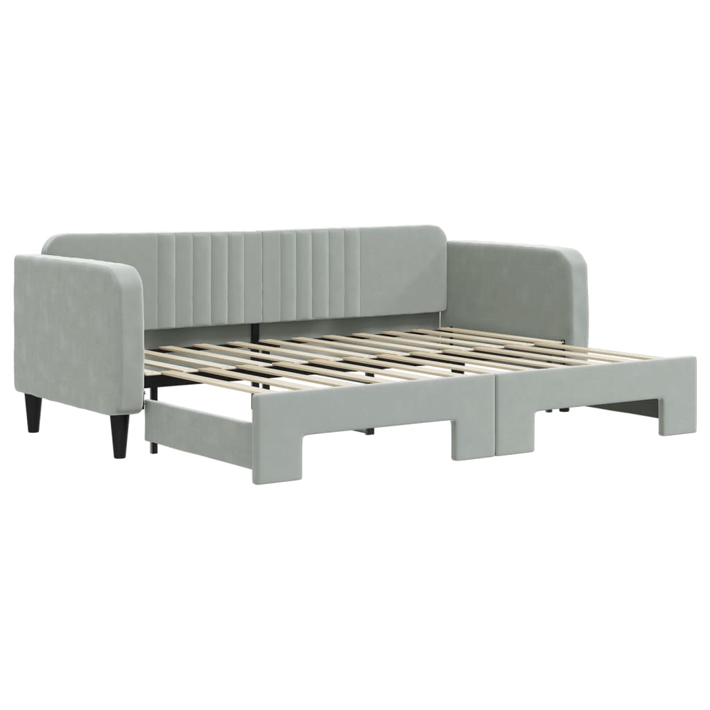 vidaXL Sofa rozsuwana, jasnoszara, 80x200 cm, aksamit