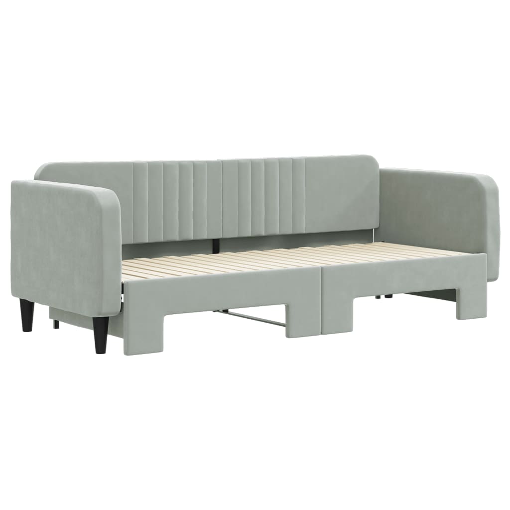 vidaXL Sofa rozsuwana, jasnoszara, 80x200 cm, aksamit