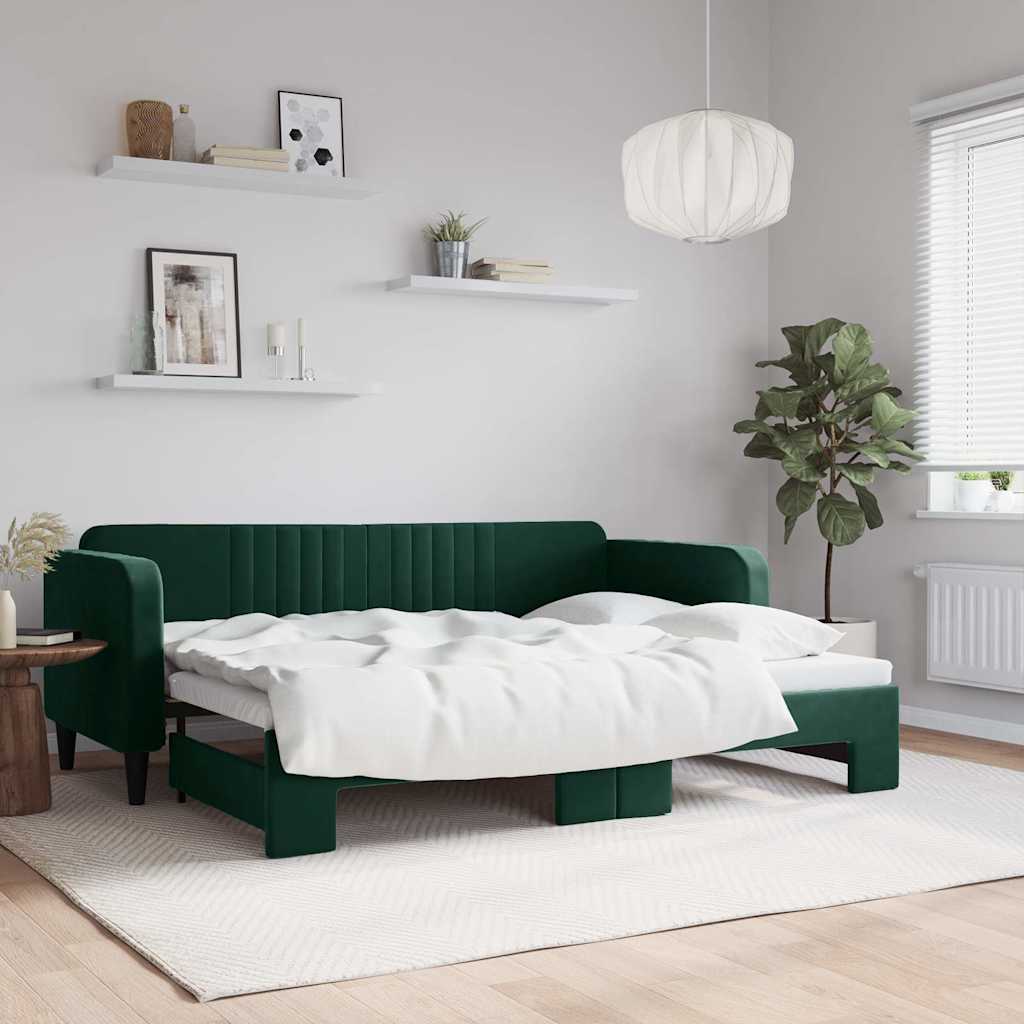 vidaXL Sofa rozsuwana, ciemnozielona, 80x200 cm, aksamit