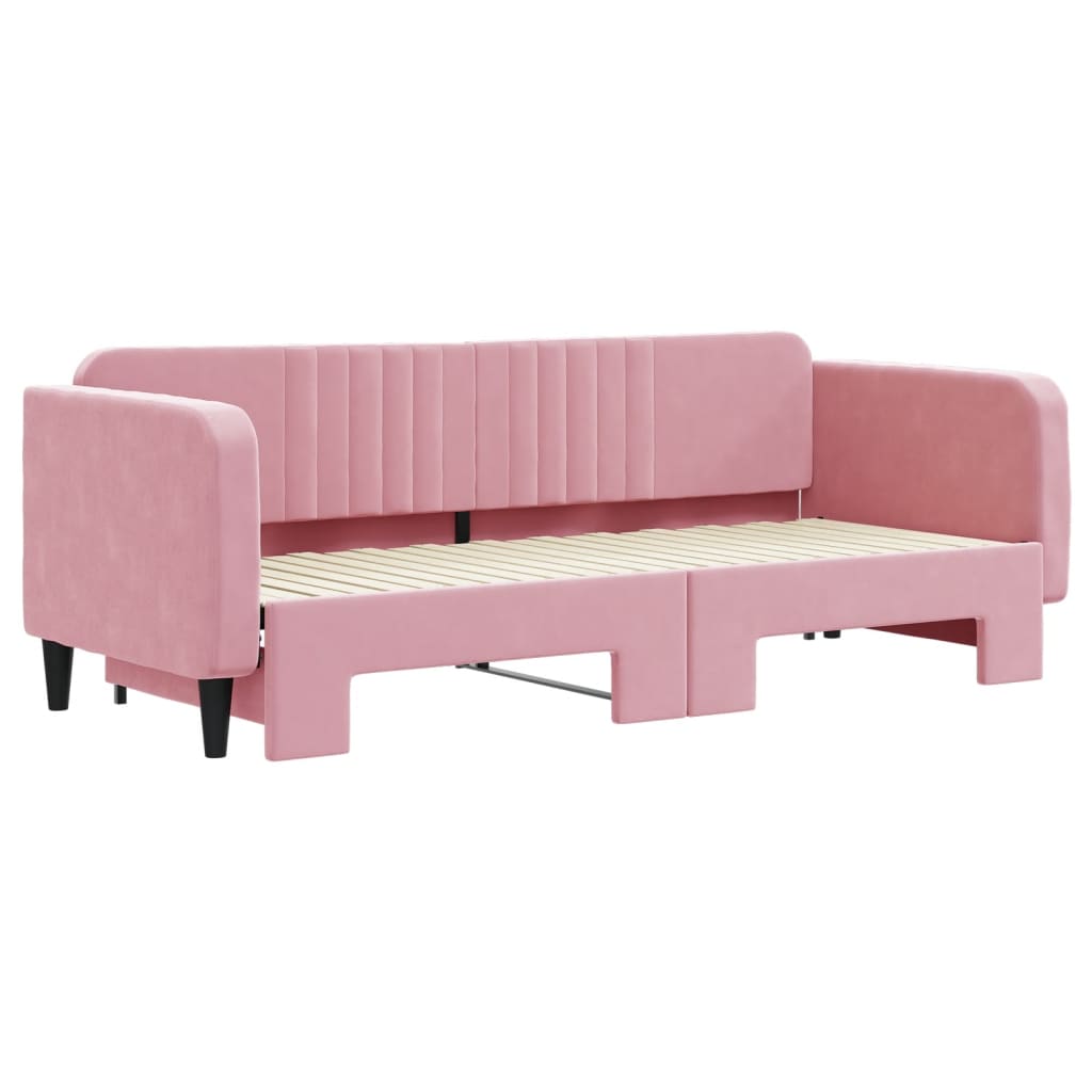 vidaXL Sofa rozsuwana, różowa, 80x200 cm, aksamit
